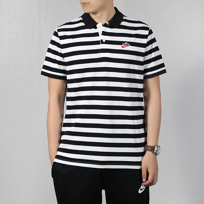 Men's Nike Contrasting Colors Stripe Short Sleeve polo Black Polo Shirt CT5604-010