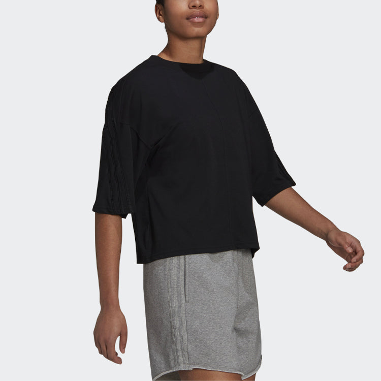 (WMNS) adidas Solid Color Loose Round Neck Short Sleeve Black HB2970