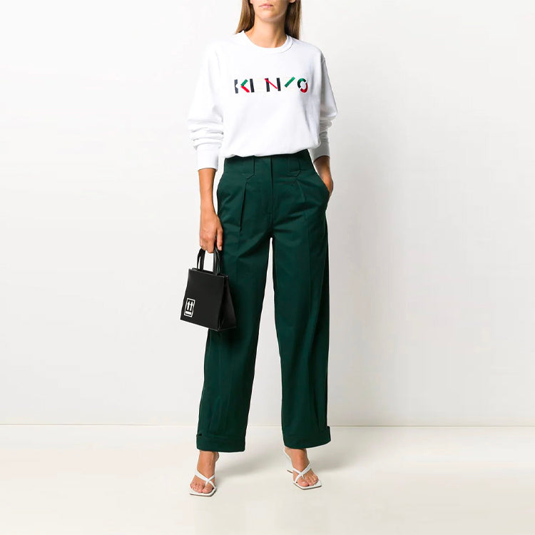 (WMNS) KENZO FW20 Embroidered Logo Round Neck Long Sleeves Sports White Hoodie FA62SW8204MO-01