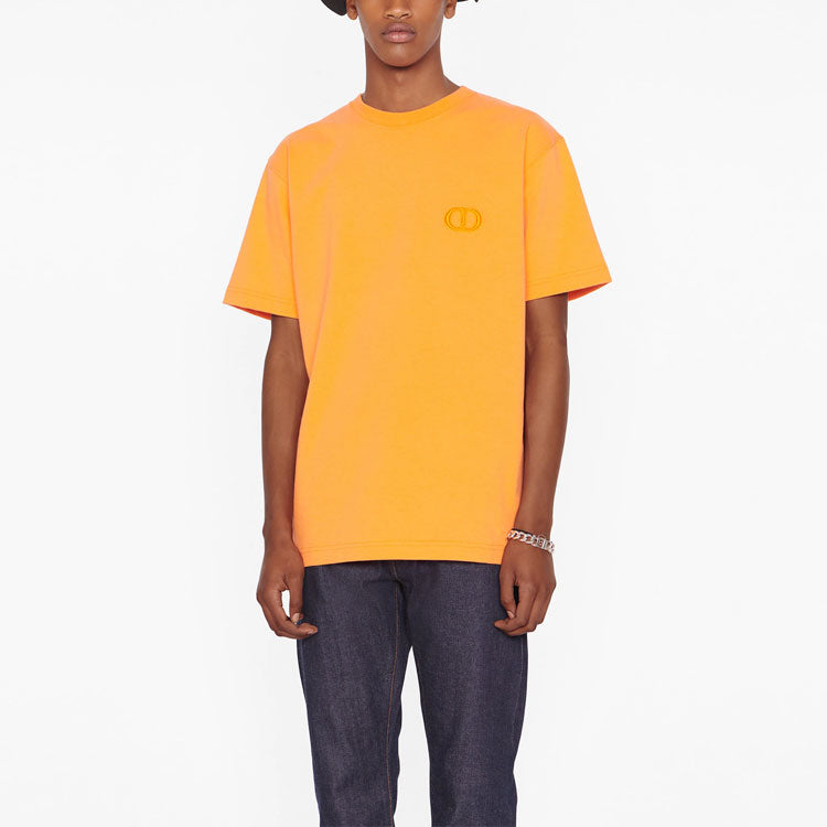 Men's DIOR FW21 Casual Logo Short Sleeve Orange 943J605A0554-C242