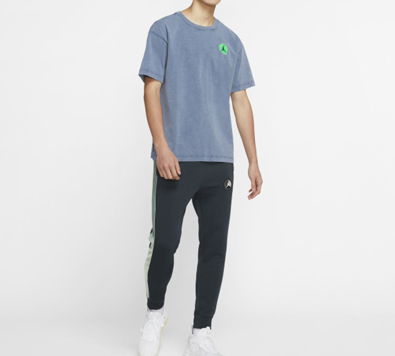 Air Jordan LEGACY AJ13 Embroidered Pattern Short Sleeve Blue CW0827-414
