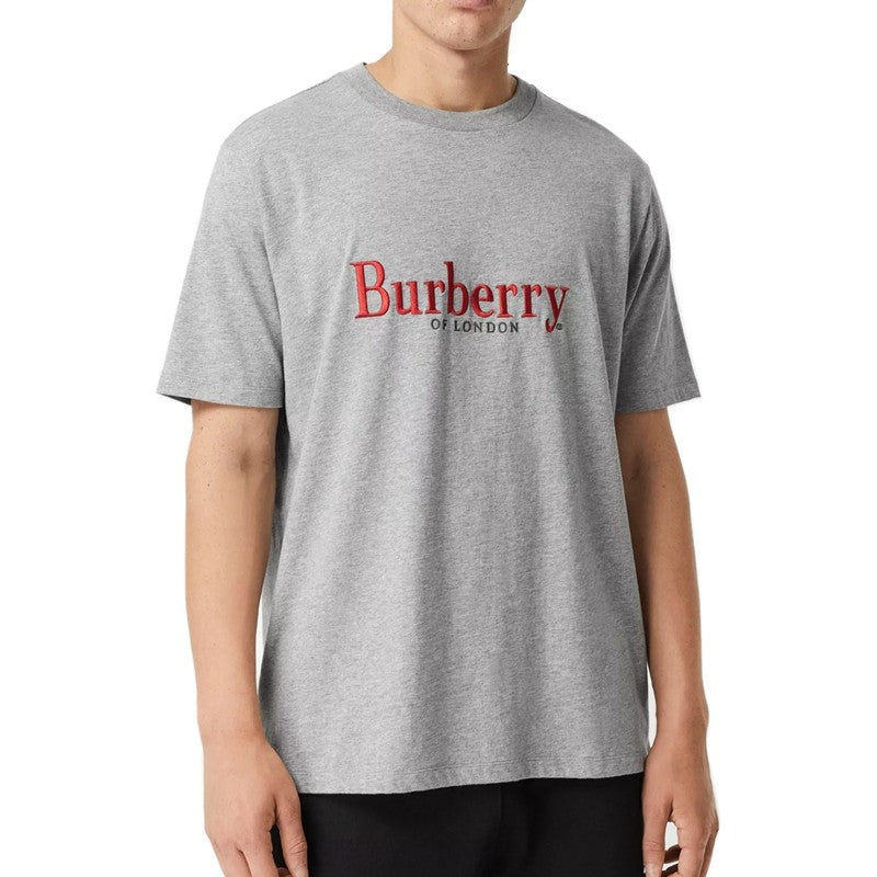 Men's Burberry Round Neck Short Sleeve Gray 80078291