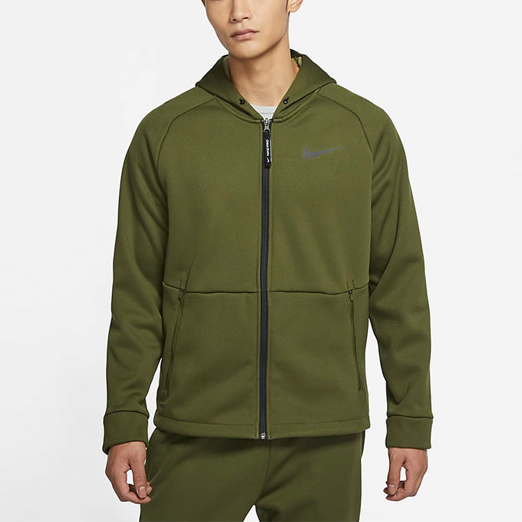 Nike Pro Therma-FIT Fleece Stay Warm Sports Training Hooded Jacket Green DD2125-326