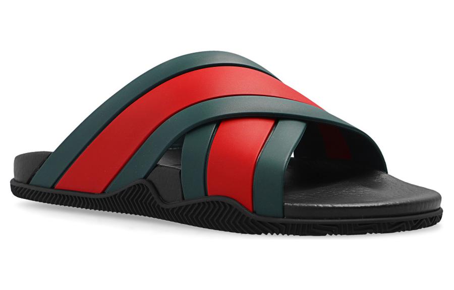 (WMNS) Gucci Slide Web Stripe 'Black' 627820-J8700-8460