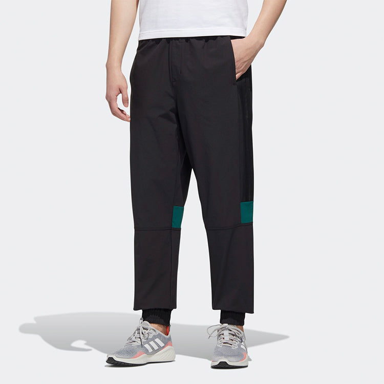 adidas neo M Ss Tcns Tp 2 Colorblock Bundle Feet Casual Loose Sports Long Pants Black GJ8758