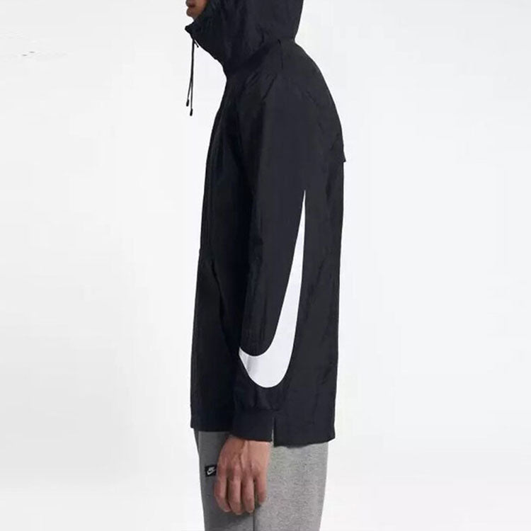 Nike Swoosh Men's Pullover Hooded Sportswear Windbreaker Black AA5010-010