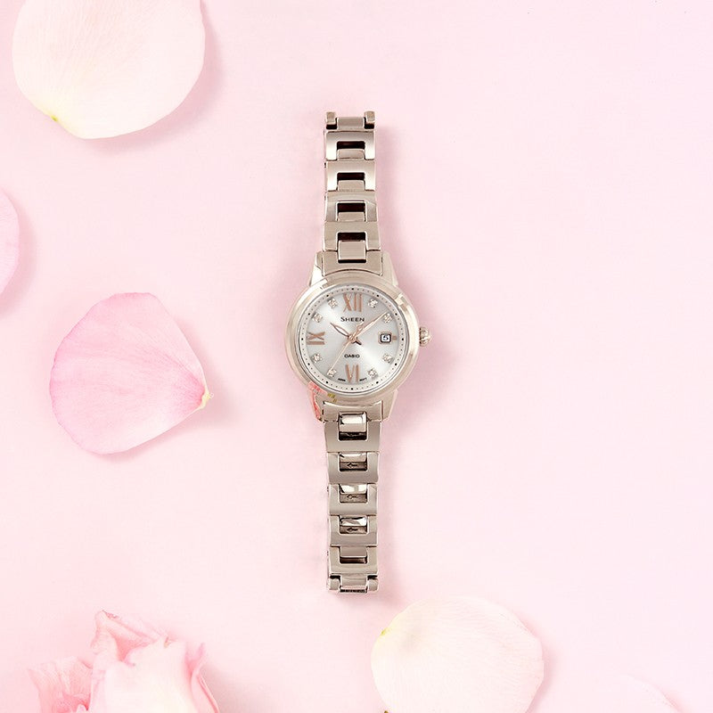 CASIO SHEEN Solar Powered Waterproof Quartz Sapphire Crystal White Analog SHE-4522CG-4A