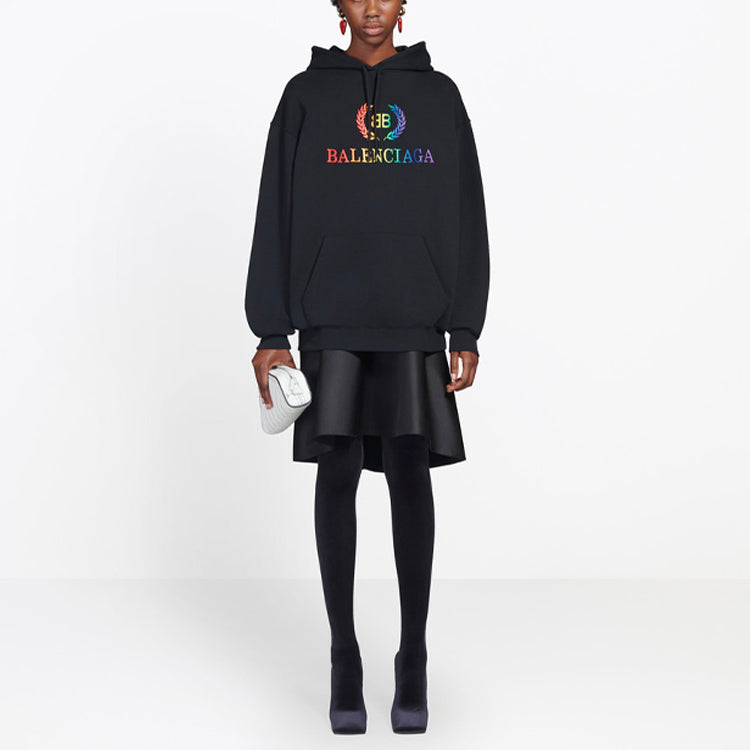 (WMNS) Balenciaga Embroidered Hoodie Black 570798TEV501000