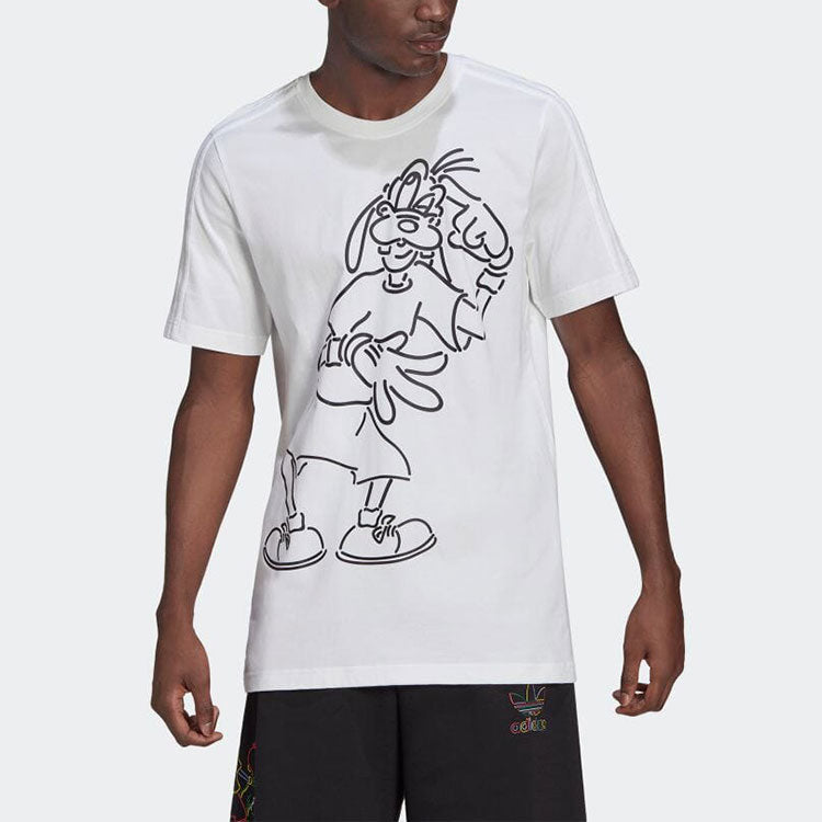adidas originals x isney Crossover Cartoon Printing Casual Breathable Stripe Pattern Sports Short Sleeve White HC0646