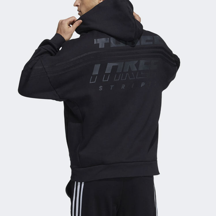 adidas Athleisure Casual Sports Breathable hooded Zipper Jacket Black GT6355