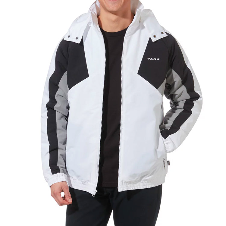 Men's Vans Contrast Color Stitching hooded Athleisure Casual Sports Jacket White VN0A49K2YB2
