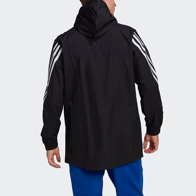 adidas M 3s Tape Jkt Stripe Sports Hooded Jacket Black GM5752