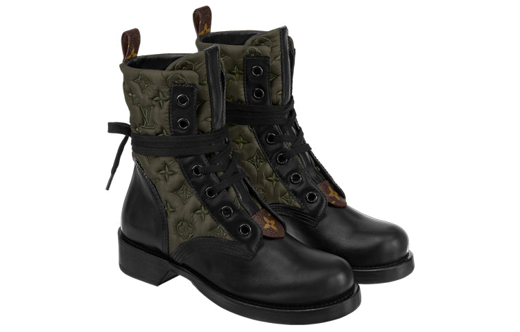 (WMNS) LOUIS VUITTON Metropolis Flat Ranger Shoes 'Olive Green Monogram with Black' 1A952D