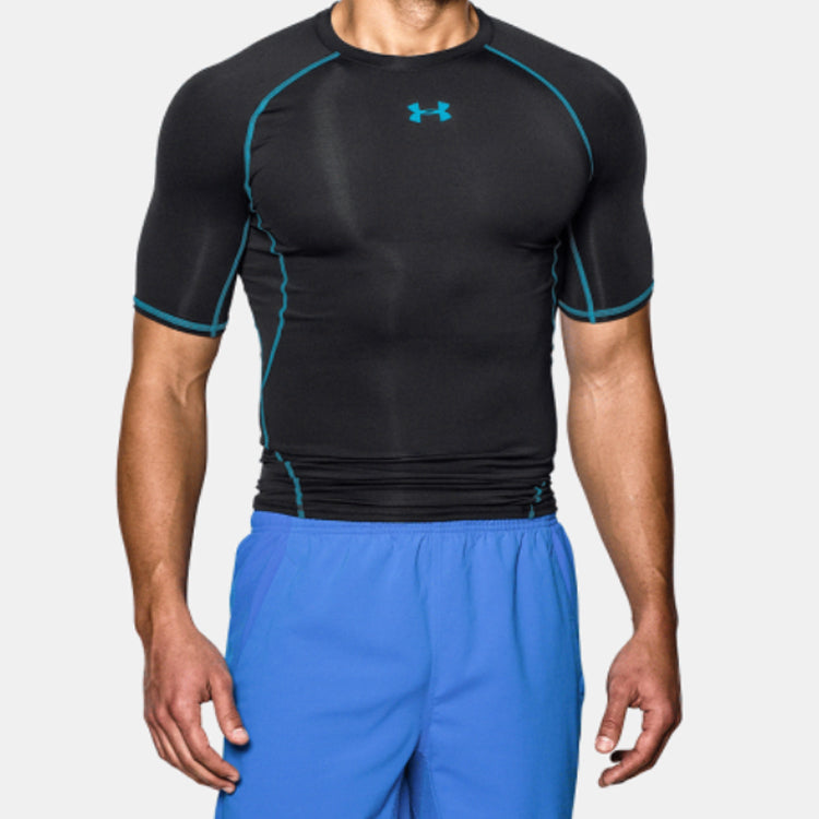 Men's Under Armour HeatGear Armour Short Sleeve Sports Tops Black 1257468-002
