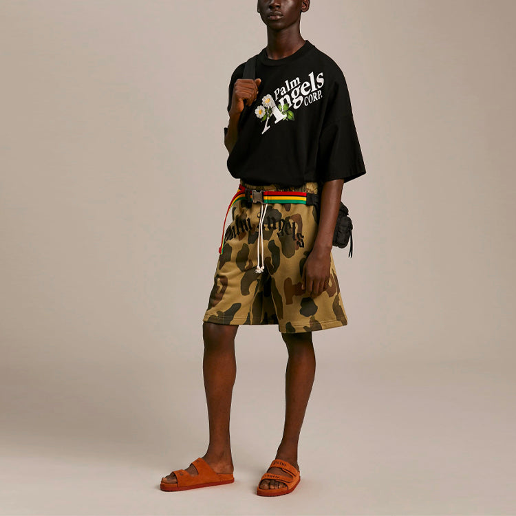 PALM ANGELS Men's SS21 Flowers-print Black PMAA041S21JER0041001