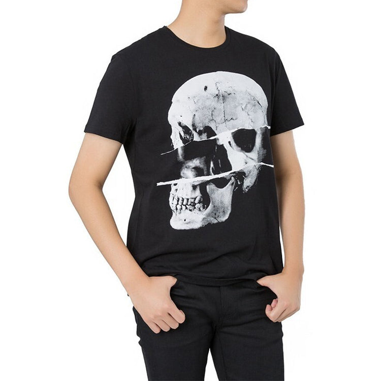 Men's Alexander McQueen Large Skeleton Printing Short Sleeve Black 582939-QNZ7B-0901