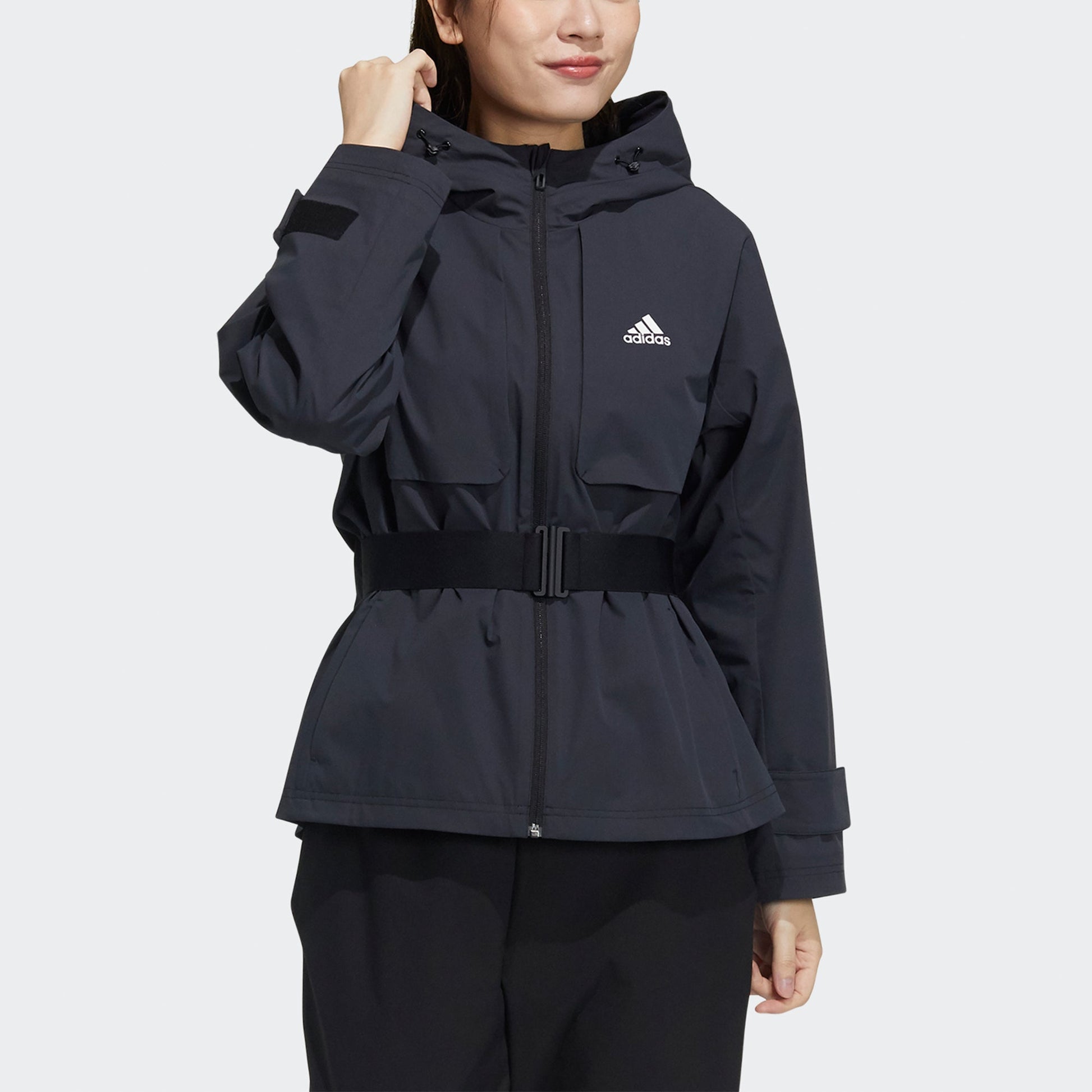 (WMNS) adidas Tech Jkt Band Wide Sports Hooded Jacket Black GP0640