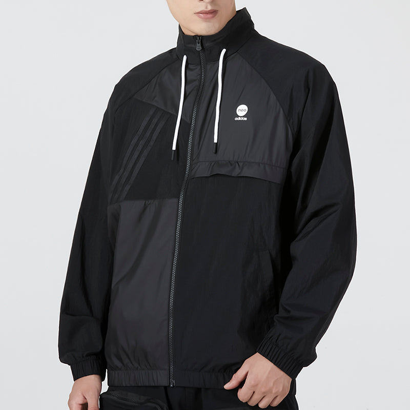 Men's adidas U Vbe Wb 3 Athleisure Casual Sports Stand Collar Windbreaker Jacket Black HN4751