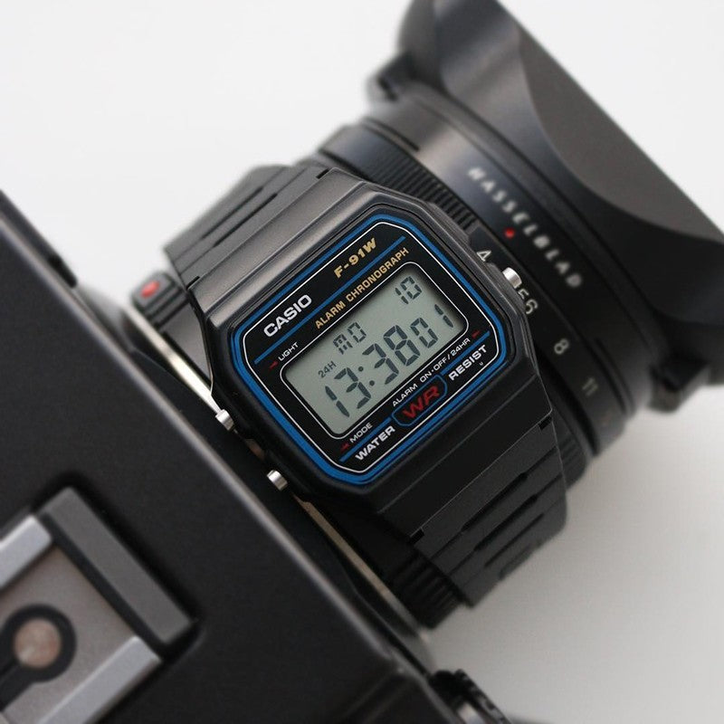 Casio Retro Fashion Analog-Digital Watch 'Black Blue' F-91W-1JH