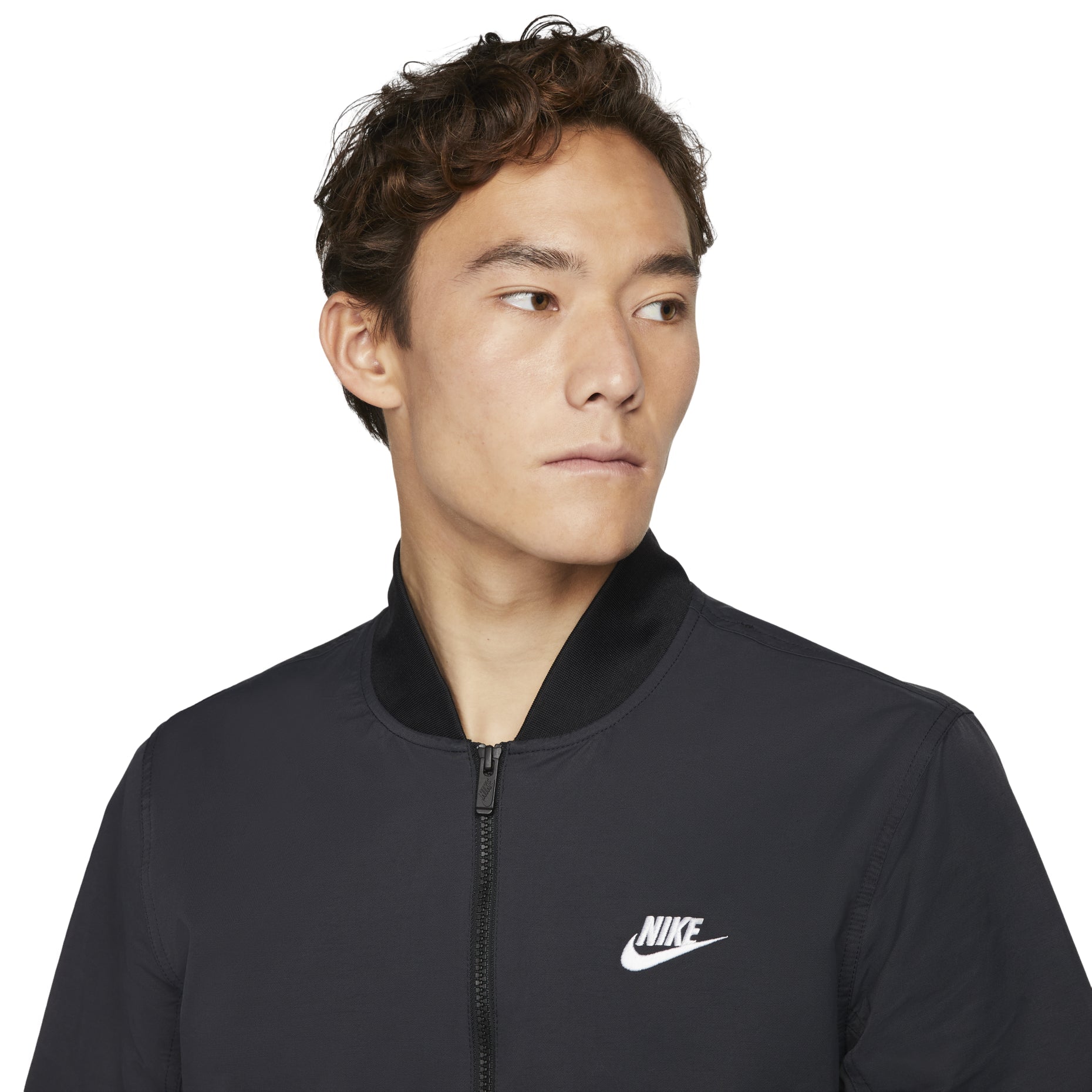 Men's Nike Solid Color Logo Stand Collar Long Sleeves Jacket Black DM6822-010