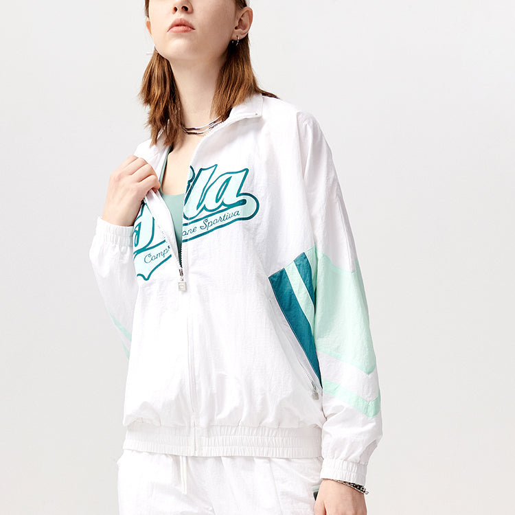 FILA FUSION Logo Printing Contrasting Colors Woven Jacket White T11W122701F-WT