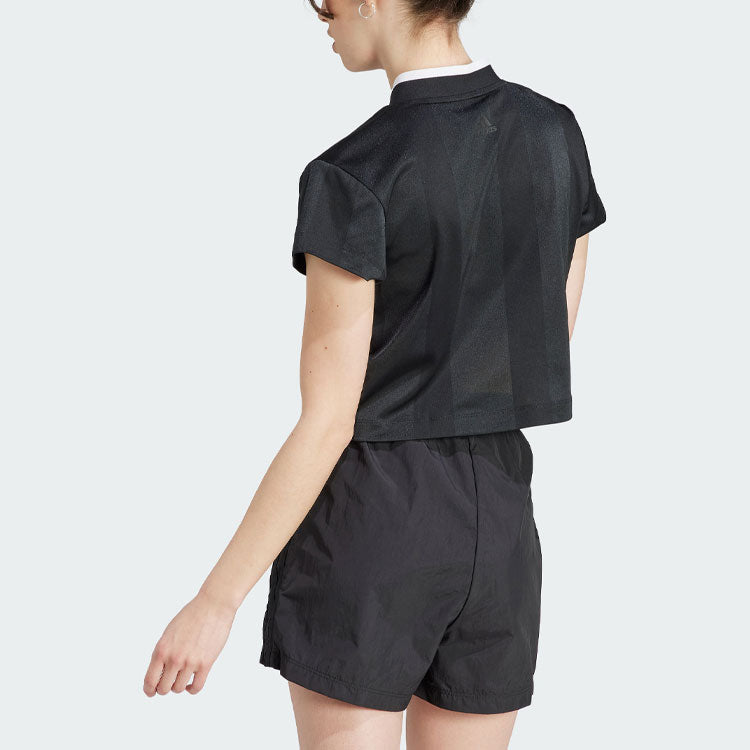 (WMNS) adidas Tiro Colorblock Crop T-Shirt 'Black' IB4758
