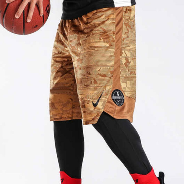 Nike Camouflage Basketball Sports Shorts Brown 891766-722