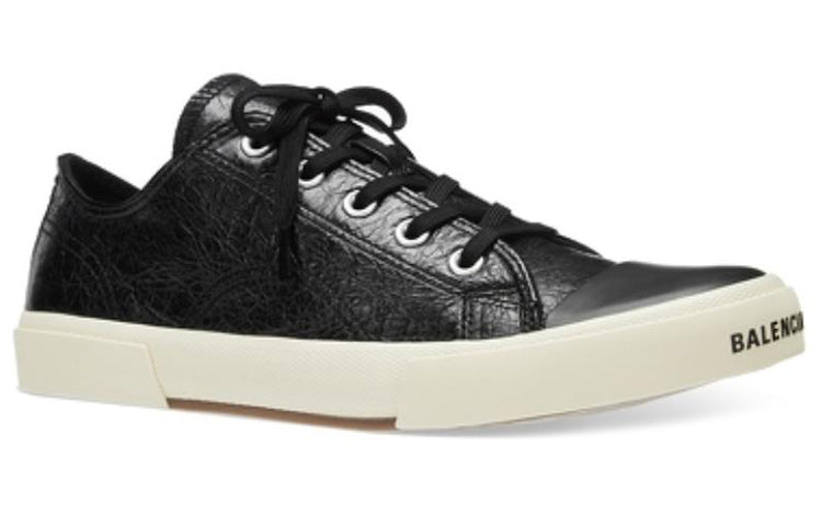 Balenciaga Paris Low Top Sneakers 'Black Destroyed Cotton and White Rubber' 688754W3RCB1090