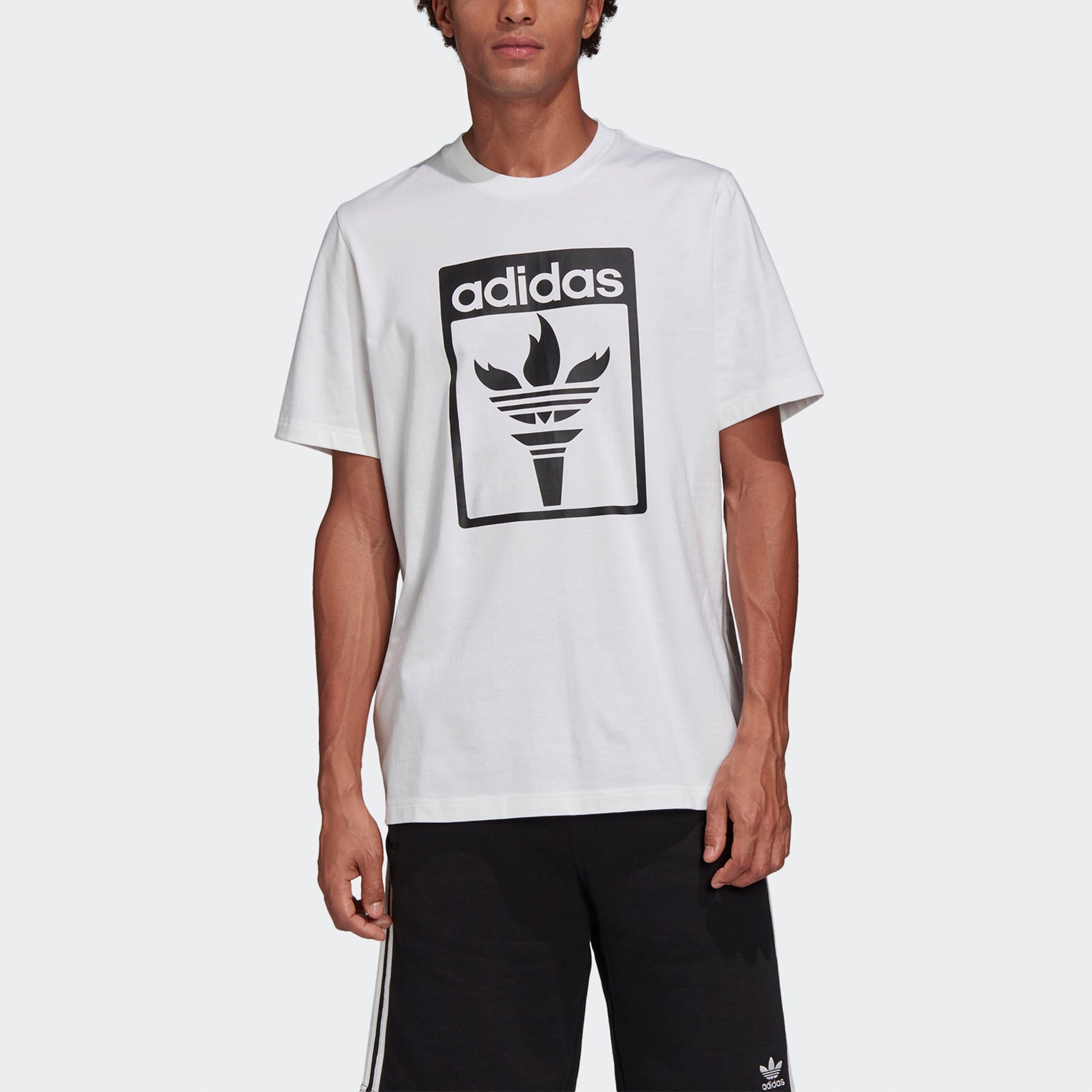 adidas originals Tee 1 Logo Printing Sports Short Sleeve White GK5910