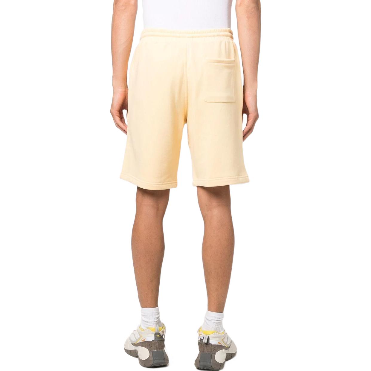 Men's adidas Logo Solid Color Lacing Elastic Waistband Side Pocket Shorts Light Yellow HC9468