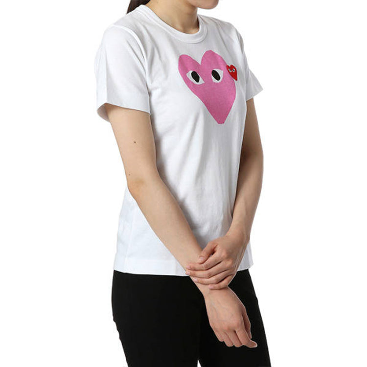 (WMNS) COMME des GARCONS PLAY Colored Heart Tee 'White Pink' AZ-T105-051-4