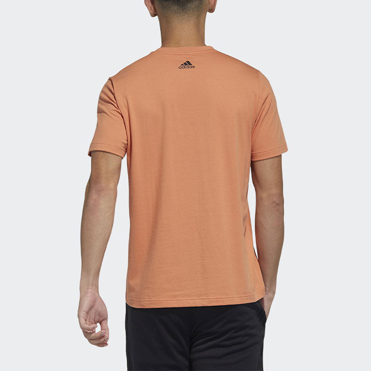 adidas Fi Tee Shinybos Logo Printing Sports Stylish Short Sleeve Khaki Brown GP0971