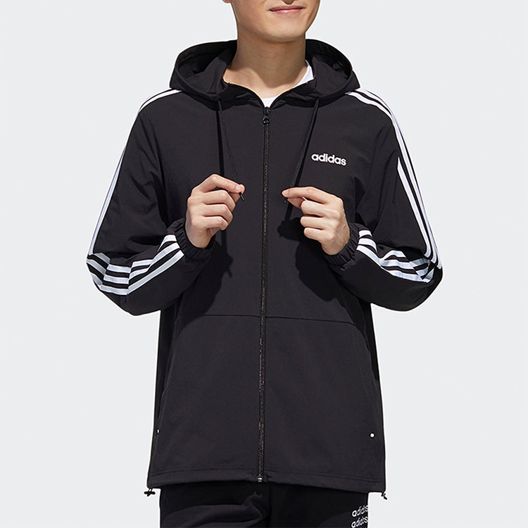 adidas neo M Essential 3-Stripes Windbreaker - Black GJ8911