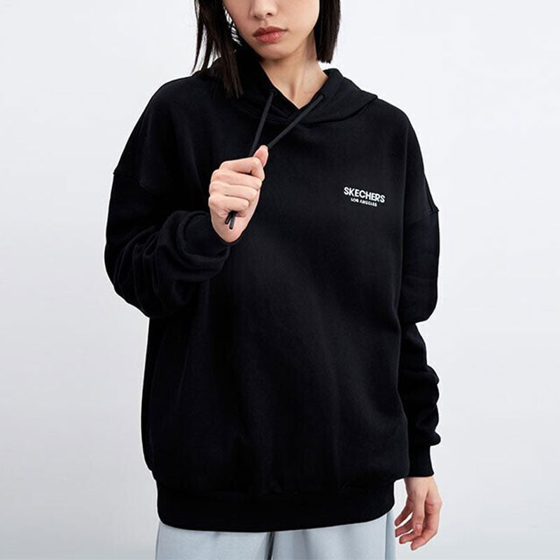 (WMNS) Skechers Logo Printed Hoodie 'Black White' L421W025-0018