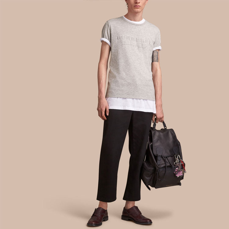 Burberry Logo Printing Round Collar Male Grey 40507511