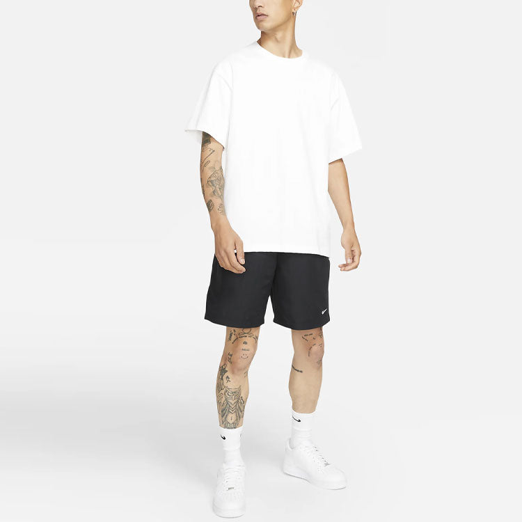 Nike Logo Micro Mark Breathable Solid Color Shorts Couple Style Black DM4402-010