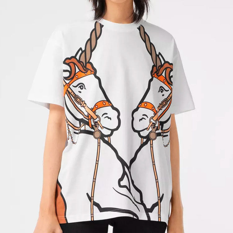 Burberry Unicorn Print Cotton Oversized Unicorn Female White 80273471