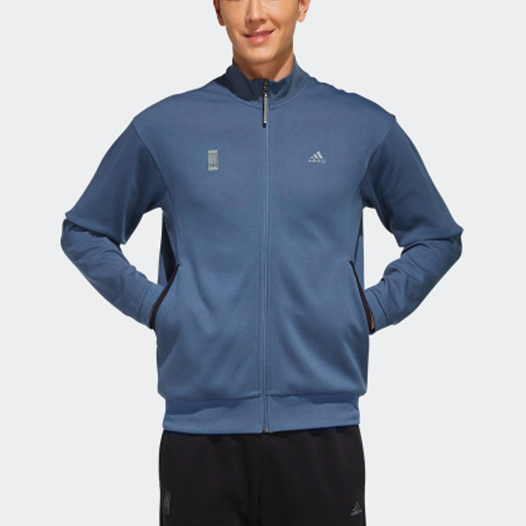 adidas WJ TT Zipper Stand Collar Casual Sports Jacket Blue Gray FK4473