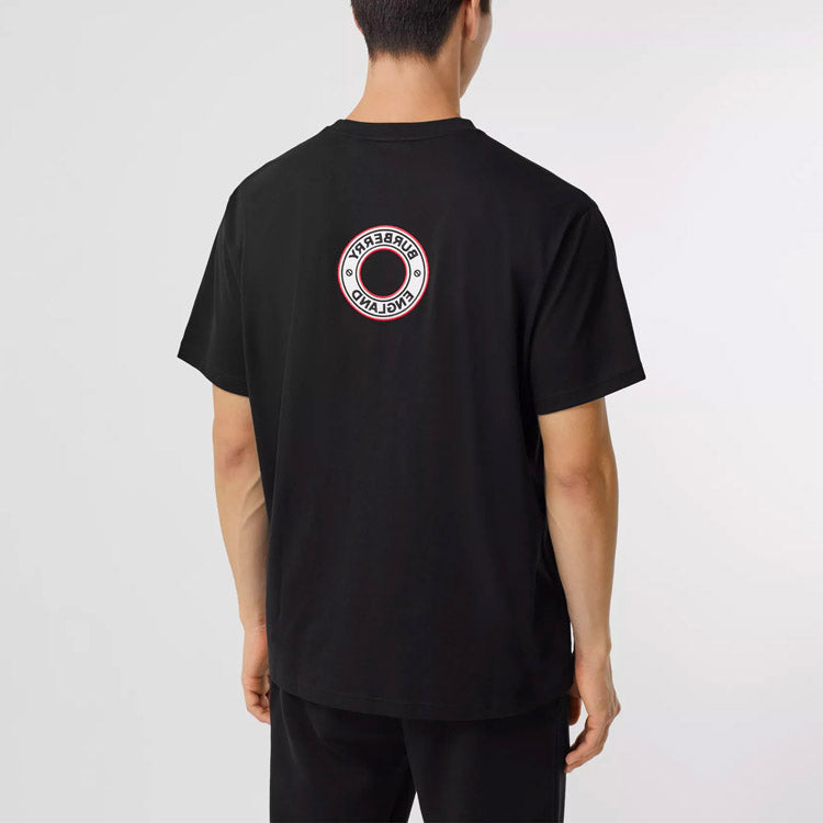 Men's Burberry Logo Intarsia Loose Short Sleeve Black 80370471
