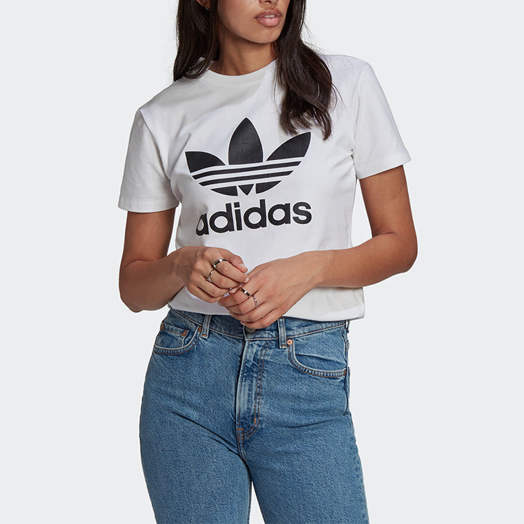 (WMNS) adidas originals Trefoil Tee Logo Printing Sports Round Neck Short Sleeve White T-Shirt GN2899