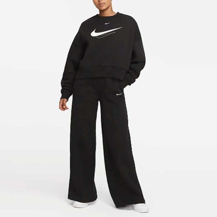 (WMNS) Nike Brand Logo Solid Color Round Neck Long Sleeves Hoodie Black DQ4506-010
