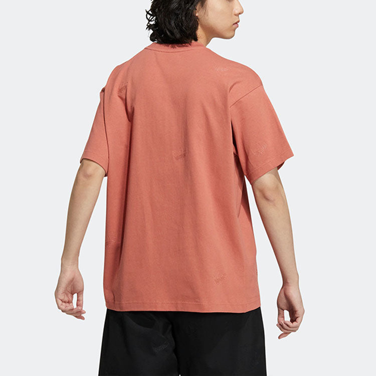 adidas originals Logo Printing Solid Color Round Neck Short Sleeve Unisex Orange T-Shirt HS1917