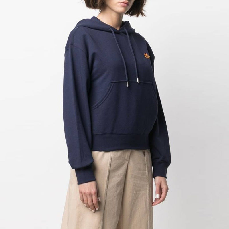 (WMNS) KENZO SS21 Small Tiger Head Embroidered Loose Version Hoodie Navy Blue FB52SW7774ML-76
