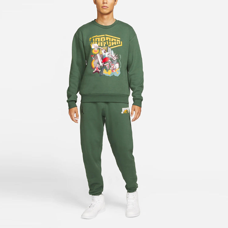 Men's Air Jordan DNA Funny Printing Athleisure Casual Sports Fleece Pullover Green DC9616-333