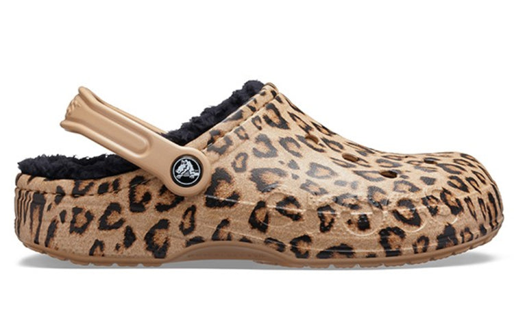 Crocs Baya Lined Clog Leopard Print Slippers 205975-98R