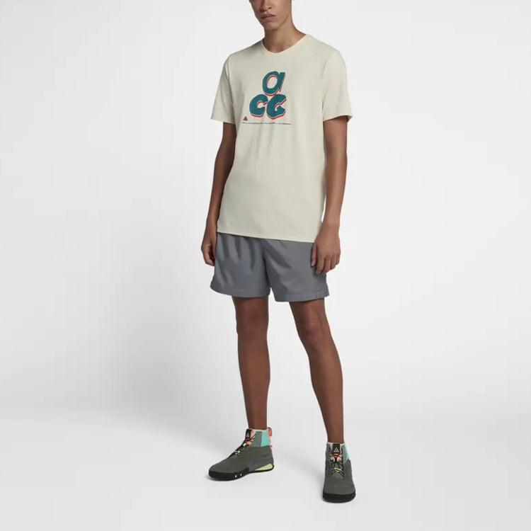 Nike Pattern Printing Loose Short Sleeve Beige T-Shirt Light cream BQ6844-271