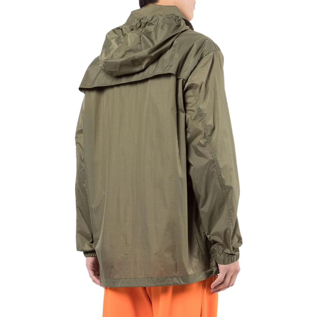 Men's Off-White FW22 Logo Printing Mid-Length Trench Coat Jacket Green OMEB014F21FAB0015510
