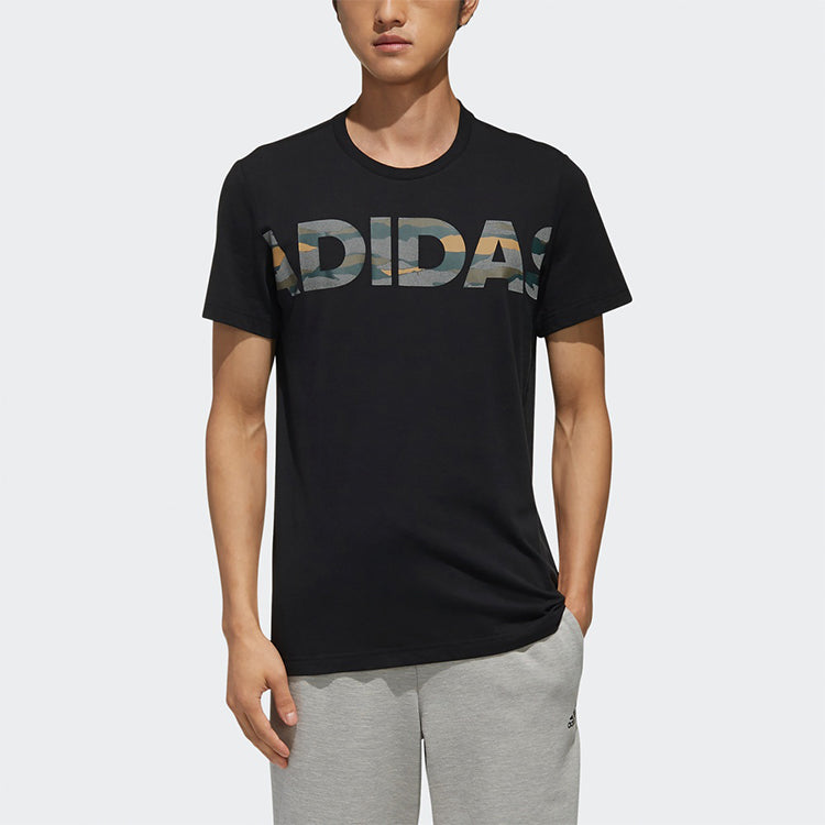 adidas Logo Large Alphabet Printing Short Sleeve Black DZ1989