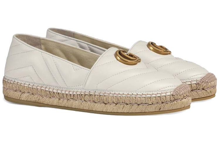 (WMNS) Gucci Leather Espadrille Double G 'White' 551890-BKO00-9014