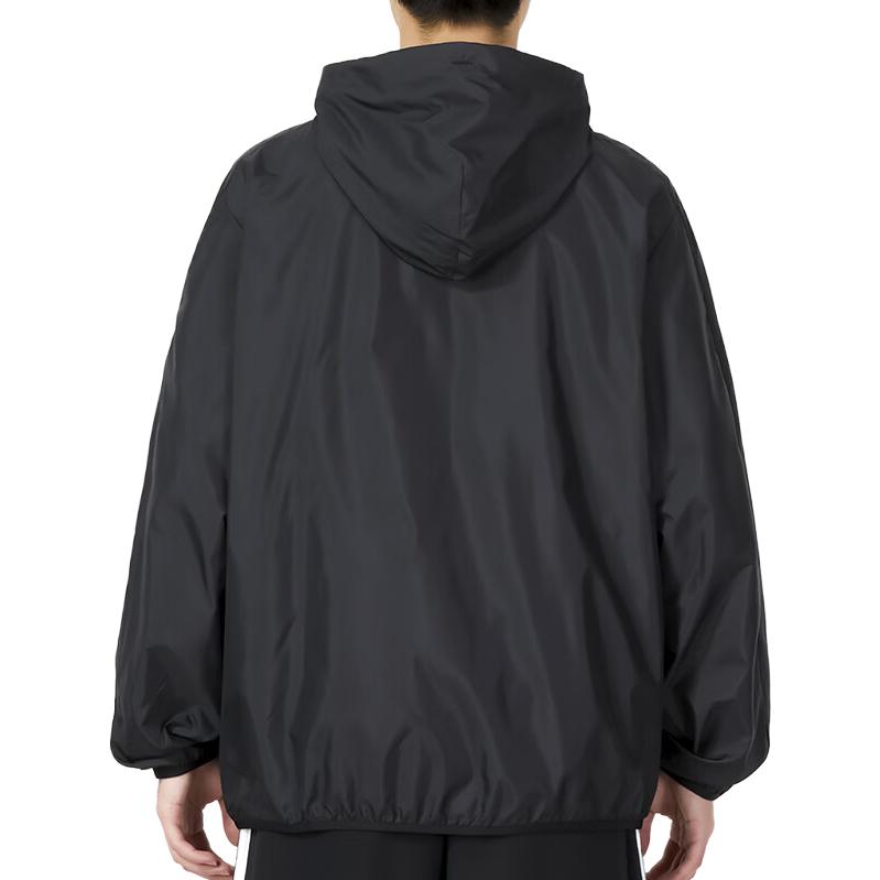 adidas Essentials Woven 3-Stripes Windbreaker Jacket 'Black' IB0378